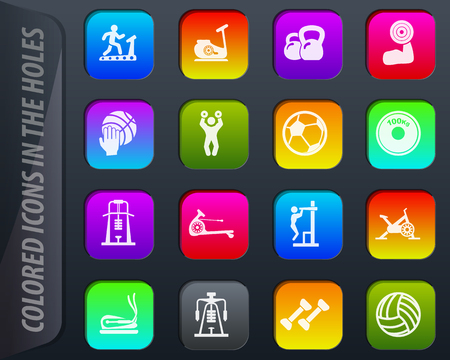 Sport equipment colored icons in the holes easily adapt to any backgroundのイラスト素材