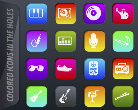 Disco Or Club colored icons in the holes easily adapt to any backgroundのイラスト素材