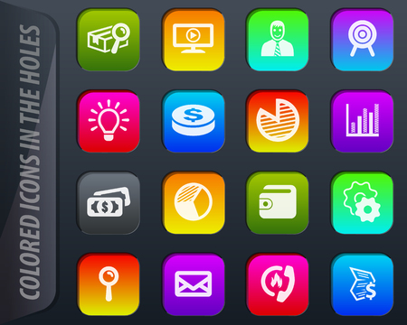 Marketing vector colored icons in the holes easily adapt to any backgroundのイラスト素材