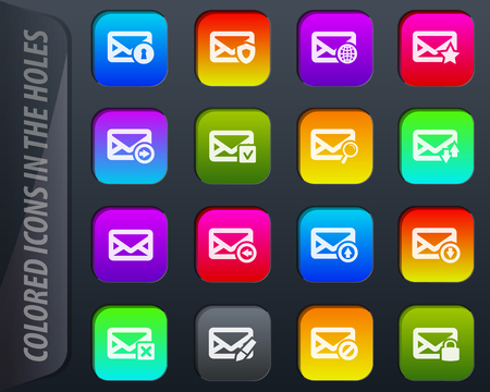 Mail and envelope colored icons in the holes easily adapt to any backgroundのイラスト素材