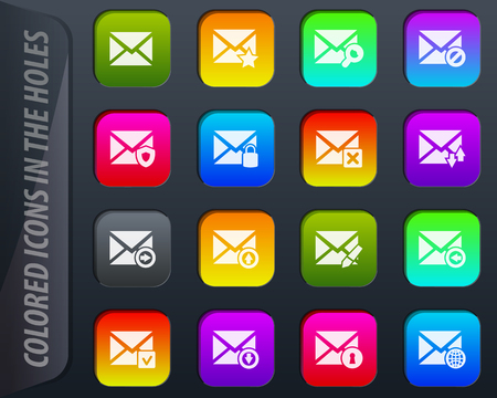 Mail and envelope colored icons in the holes easily adapt to any backgroundのイラスト素材