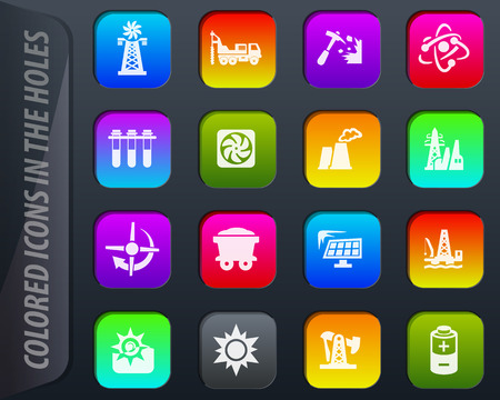 Fuel Power generation vector colored icons in the holes easily adapt to any backgroundのイラスト素材