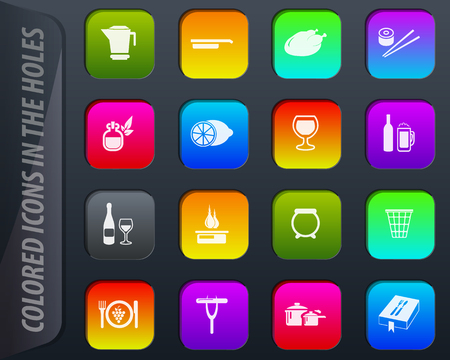 Food and kitchen colored icons in the holes easily adapt to any backgroundのイラスト素材