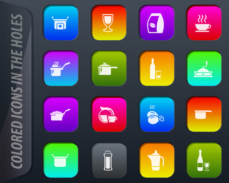 Food and kitchen colored icons in the holes easily adapt to any backgroundのイラスト素材