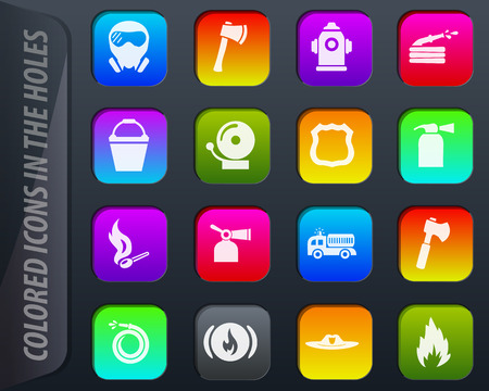 Fire brigade colored icons in the holes easily adapt to any backgroundのイラスト素材