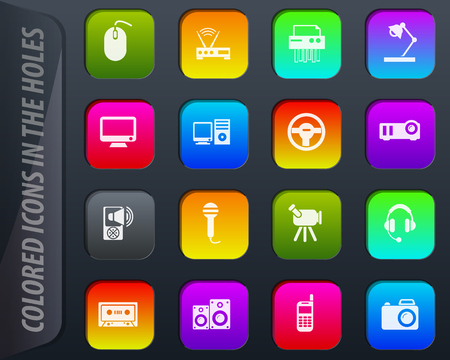 Devices colored icons in the holes easily adapt to any backgroundのイラスト素材