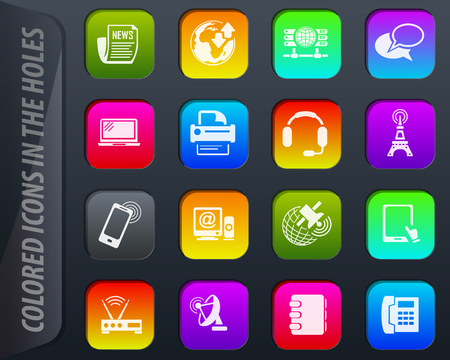 Communication colored icons in the holes easily adapt to any backgroundのイラスト素材