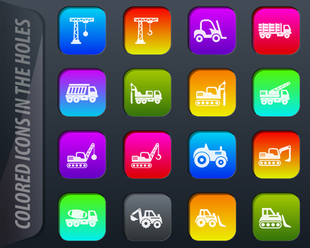 Construction transport vector colored icons in the holes easily adapt to any backgroundのイラスト素材