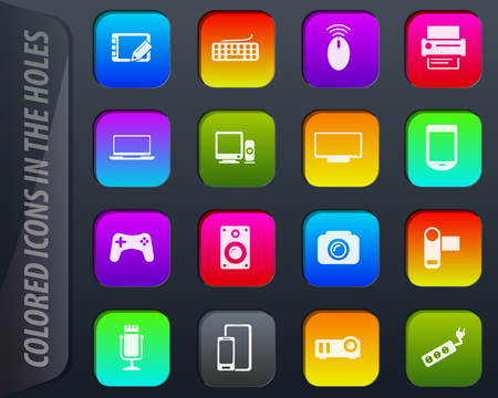 Devices colored icons in the holes easily adapt to any backgroundのイラスト素材