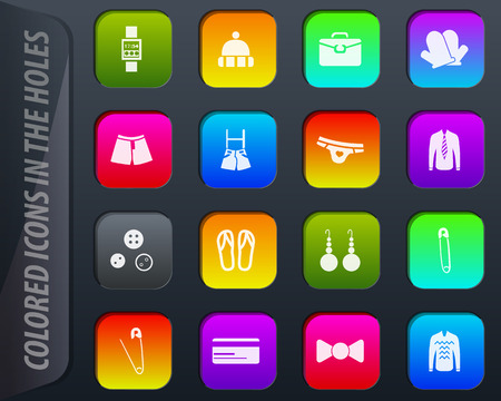 Clothing Store colored icons in the holes easily adapt to any backgroundのイラスト素材