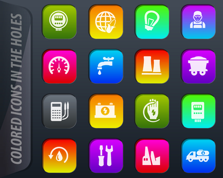 Alternative energy colored icons in the holes easily adapt to any backgroundのイラスト素材