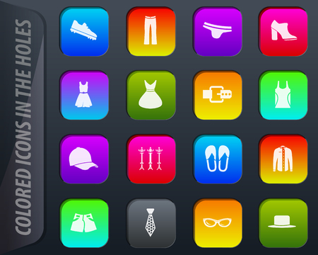 Clothes symbol colored icons in the holes easily adapt to any backgroundのイラスト素材