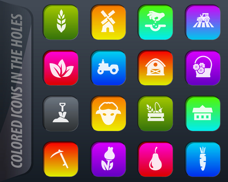 Agricultural colored icons in the holes easily adapt to any backgroundのイラスト素材