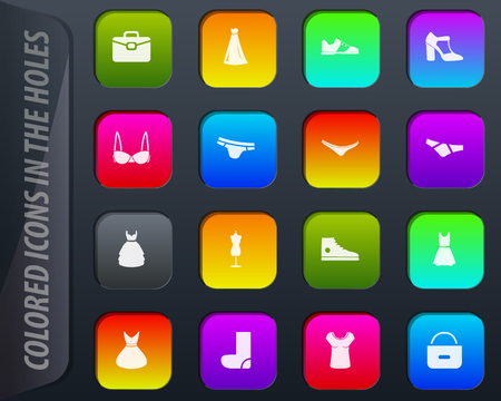 Clothes symbol colored icons in the holes easily adapt to any backgroundのイラスト素材