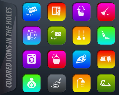 Cleaning company colored icons in the holes easily adapt to any backgroundのイラスト素材