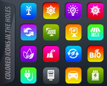 Alternative energy colored icons in the holes easily adapt to any backgroundのイラスト素材