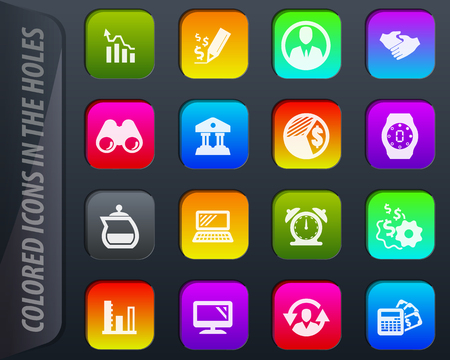 Business management and human resources vector colored icons in the holes easily adapt to any backgroundのイラスト素材