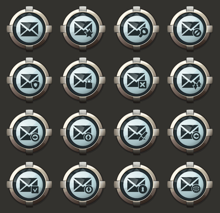 Mail and envelope vector icons in the stylish round buttons for mobile applications and webのイラスト素材