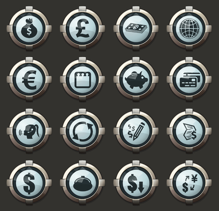 Currency exchange vector stylish round buttons for mobile applications and webのイラスト素材