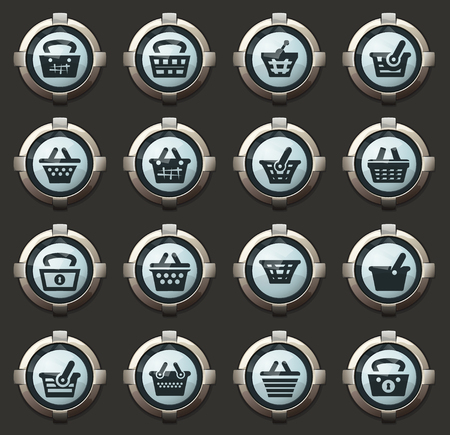 Basket vector stylish round buttons for mobile applications and webのイラスト素材