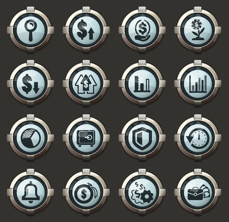 Business vector stylish round buttons for mobile applications and webのイラスト素材