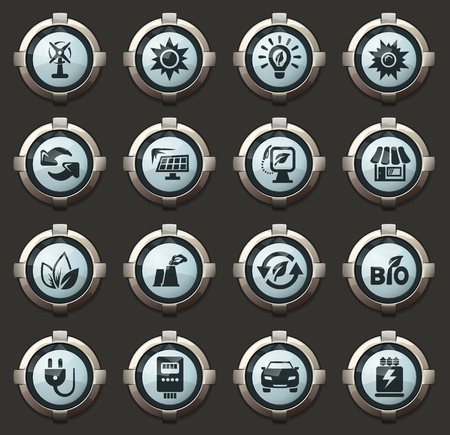 Alternative energy vector stylish round buttons for mobile applications and webのイラスト素材