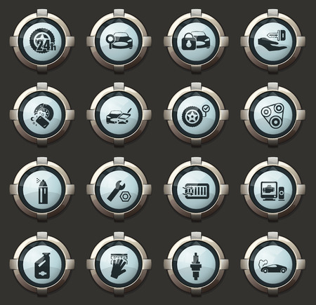 Car shop vector stylish round buttons for mobile applications and webのイラスト素材