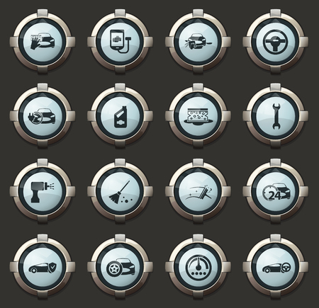 Car shop vector stylish round buttons for mobile applications and webのイラスト素材
