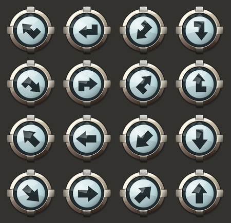Arrows vector stylish round buttons for mobile applications and webのイラスト素材