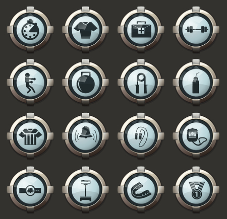 Boxing vector stylish round buttons for mobile applications and webのイラスト素材