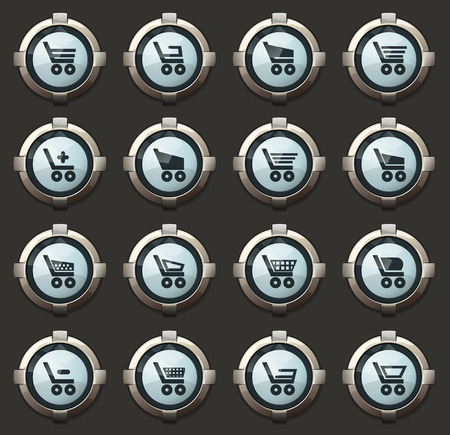 Basket vector stylish round buttons for mobile applications and webのイラスト素材