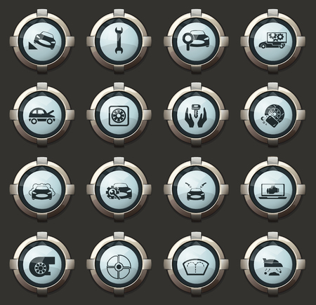 Car shop vector stylish round buttons for mobile applications and webのイラスト素材