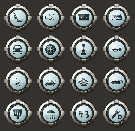 Car shop vector stylish round buttons for mobile applications and webのイラスト素材
