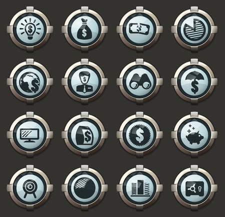 Business vector stylish round buttons for mobile applications and webのイラスト素材
