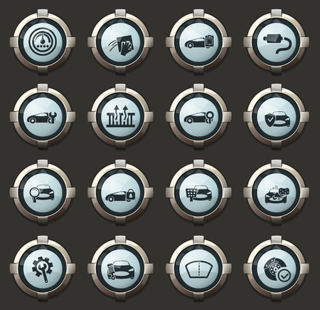 Car shop vector stylish round buttons for mobile applications and webのイラスト素材