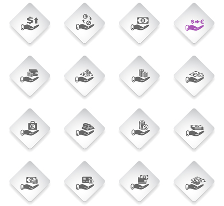 hand and money flat rhombus web icons for user interface designのイラスト素材