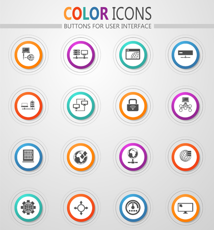 Internet, server, network icon set for web sites and user interfaceのイラスト素材