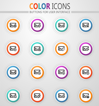 Mail and envelope icon set for web sites and user interfaceのイラスト素材