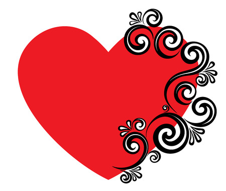 Heart decorated with floral ornament. Template for Valentine's greeting cardのイラスト素材