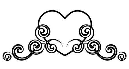 Heart decorated with floral ornament. Template for Valentine's greeting cardのイラスト素材