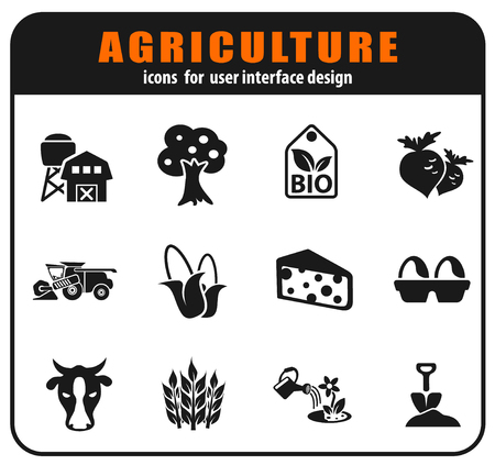 Vector agricultural icons set for user interface designのイラスト素材