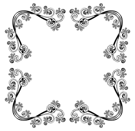 Decorative floral frame in vintage style. Template for greeting cards, diplomas, certificates and menu.のイラスト素材