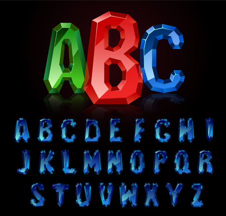 Sapphire font. Treasures of alphabet. Gemstone lettersのイラスト素材