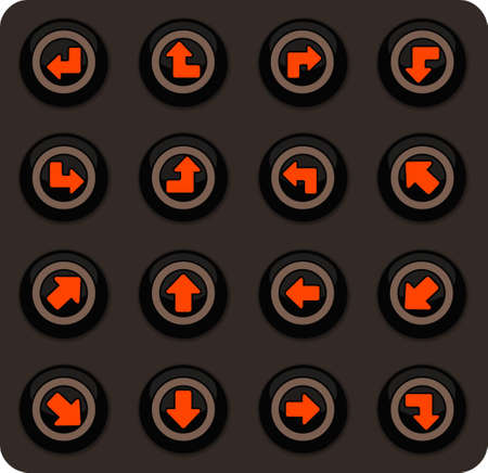 Arrows color vector icons on dark background for user interface designのイラスト素材