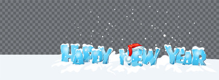 New year web banner. Card with snow, ice and the inscription Happy New Year. Isolated vector illustrations for website.のイラスト素材