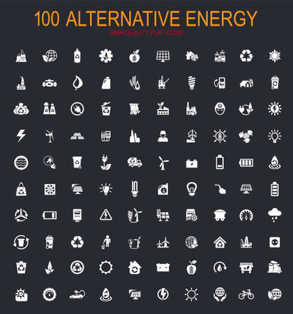 Alternative energy big collection of vector symbols for icons and UIのイラスト素材