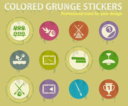 Billiards colored grunge icons with sweats glue for design web and mobile applicationsのイラスト素材