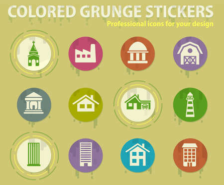 Building colored grunge icons with sweats glue for design web and mobile applicationsのイラスト素材