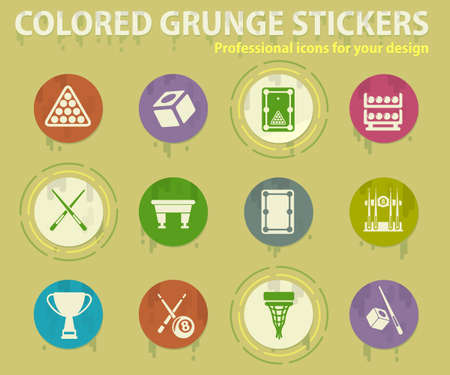 Billiards colored grunge icons with sweats glue for design web and mobile applicationsのイラスト素材