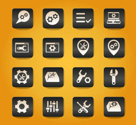 symbols settings on black buttons on yellow backgroundのイラスト素材